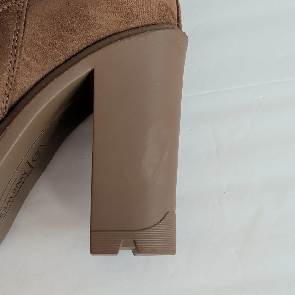 Nine West Ream Chunky Heel Suede Chelsea Ankle Boots 7M Brown - Picture 14 of 14